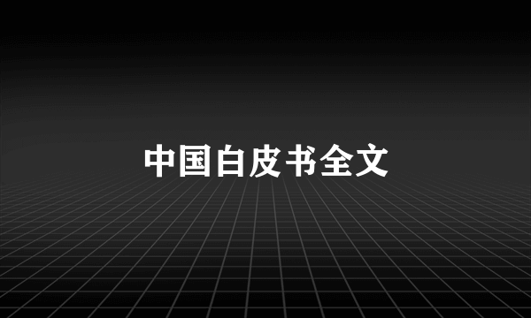 中国白皮书全文