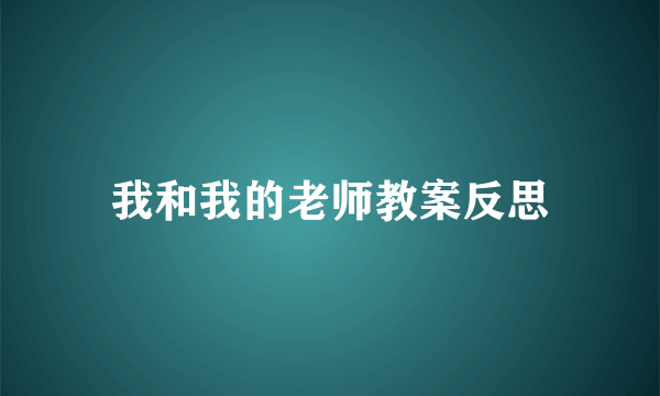 我和我的老师教案反思