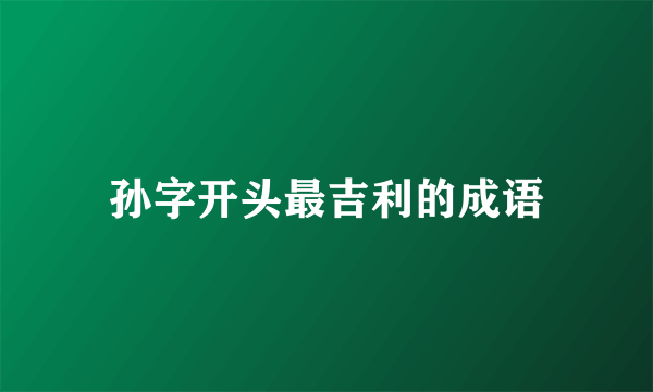 孙字开头最吉利的成语