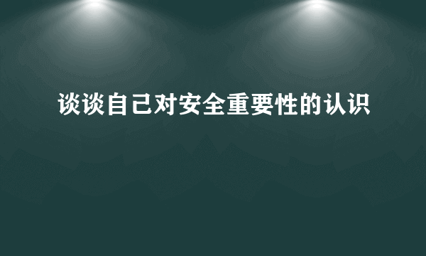 谈谈自己对安全重要性的认识