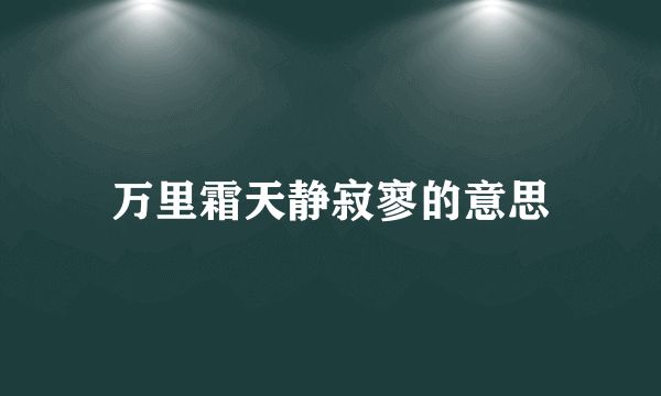 万里霜天静寂寥的意思