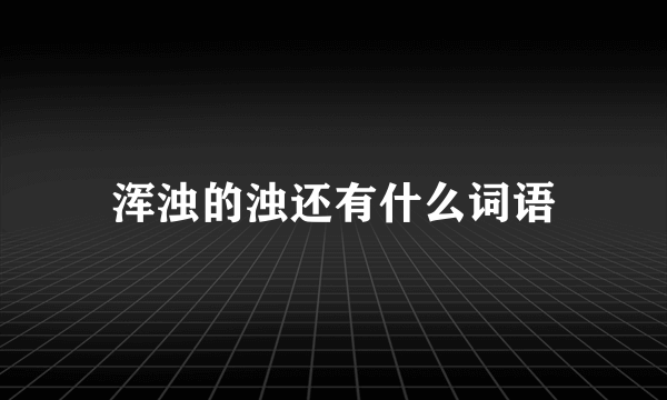 浑浊的浊还有什么词语