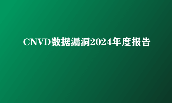 CNVD数据漏洞2024年度报告
