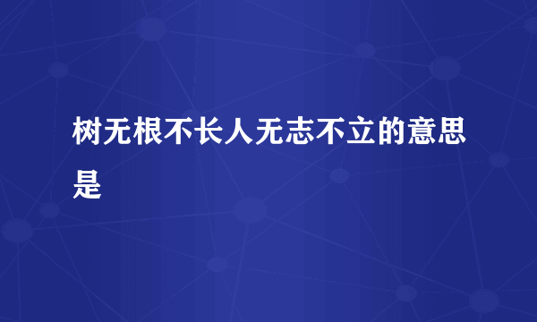树无根不长人无志不立的意思是