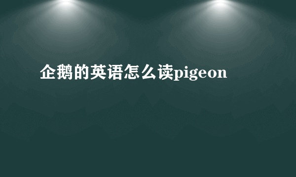企鹅的英语怎么读pigeon