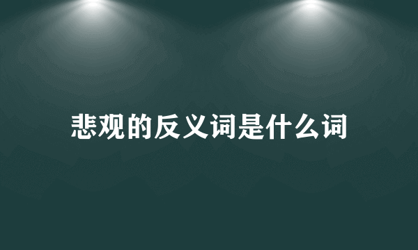 悲观的反义词是什么词