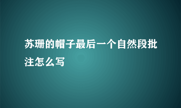 苏珊的帽子最后一个自然段批注怎么写