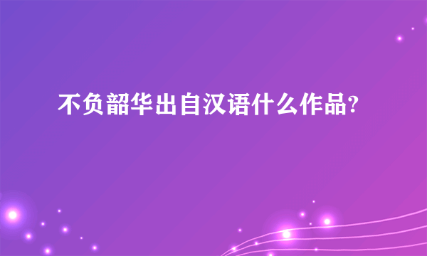 不负韶华出自汉语什么作品?