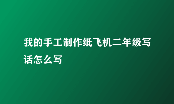 我的手工制作纸飞机二年级写话怎么写