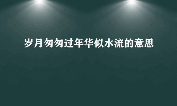 岁月匆匆过年华似水流的意思