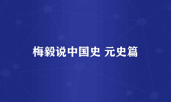 梅毅说中国史 元史篇