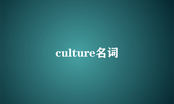 culture名词