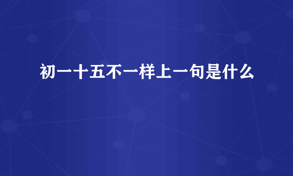 初一十五不一样上一句是什么