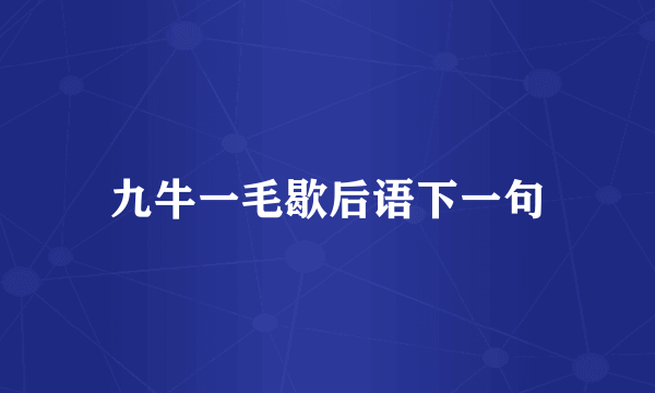 九牛一毛歇后语下一句