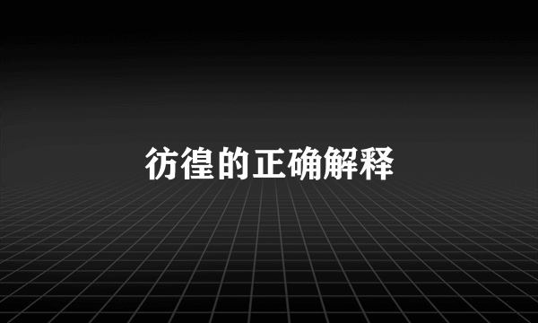 彷徨的正确解释