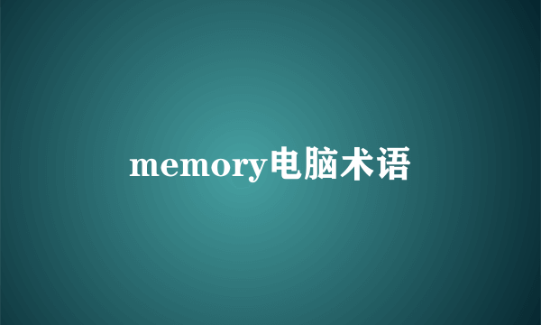 memory电脑术语