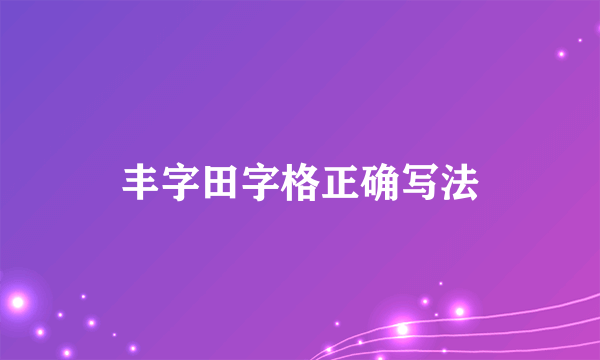 丰字田字格正确写法