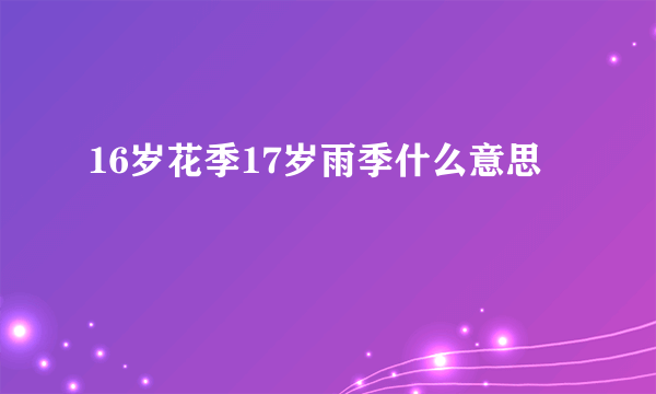 16岁花季17岁雨季什么意思