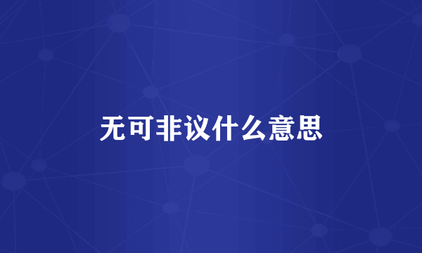 无可非议什么意思