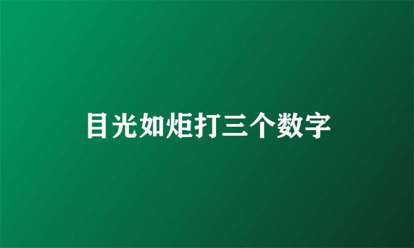 目光如炬打三个数字