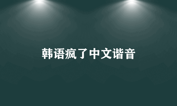 韩语疯了中文谐音