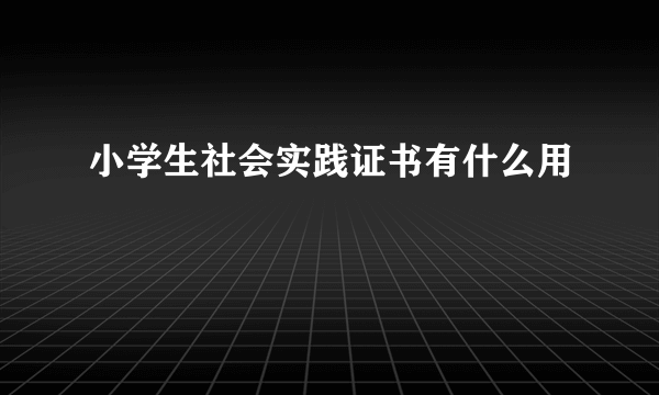 小学生社会实践证书有什么用