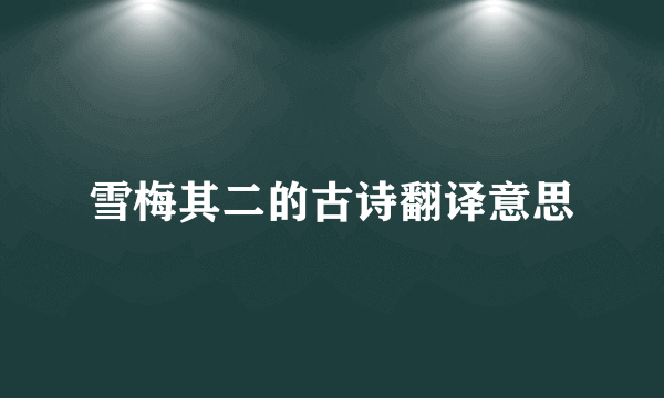 雪梅其二的古诗翻译意思