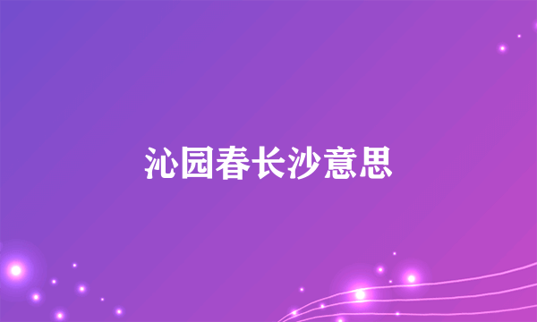 沁园春长沙意思