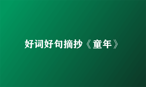 好词好句摘抄《童年》