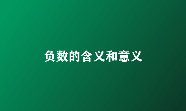 负数的含义和意义