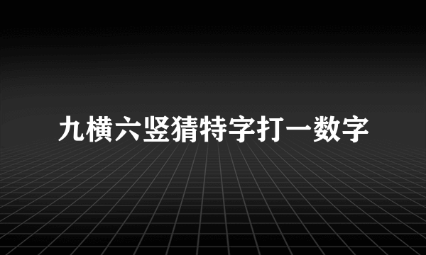 九横六竖猜特字打一数字