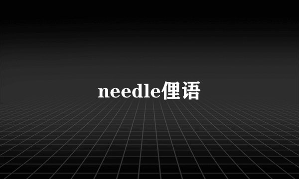 needle俚语