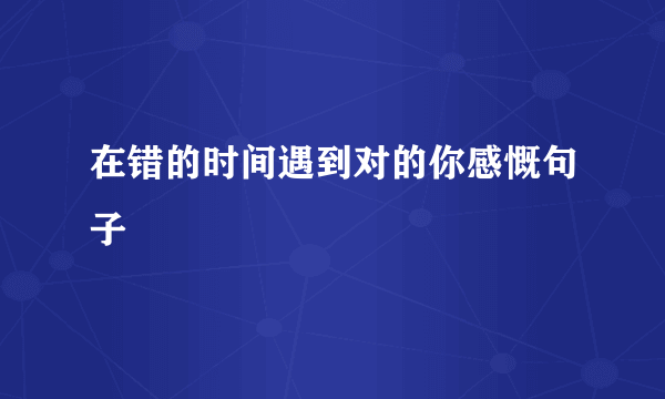 在错的时间遇到对的你感慨句子