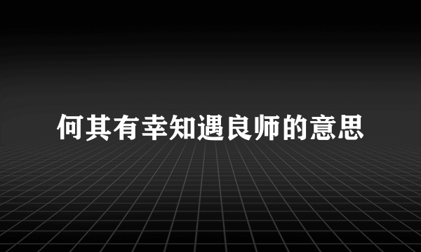 何其有幸知遇良师的意思