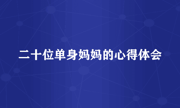 二十位单身妈妈的心得体会
