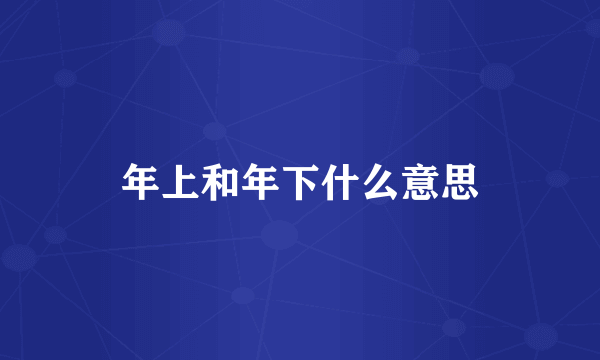 年上和年下什么意思