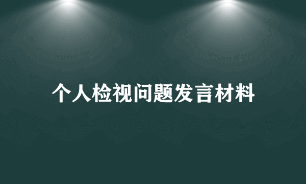 个人检视问题发言材料