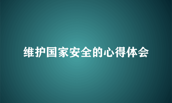 维护国家安全的心得体会