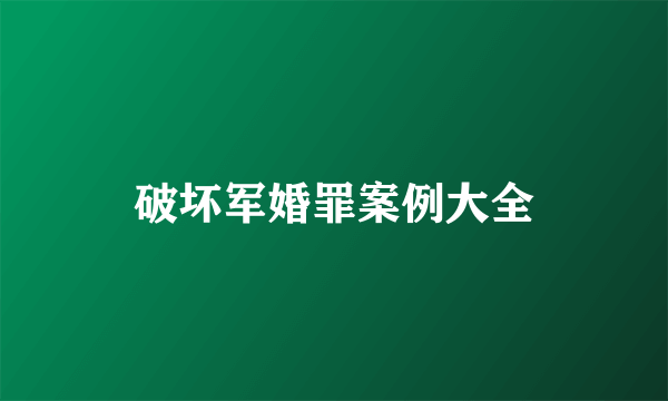 破坏军婚罪案例大全