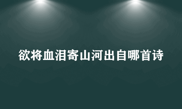 欲将血泪寄山河出自哪首诗