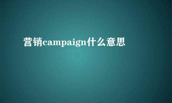 营销campaign什么意思