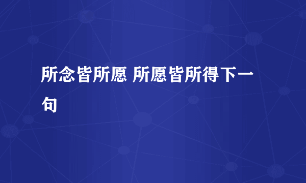 所念皆所愿 所愿皆所得下一句