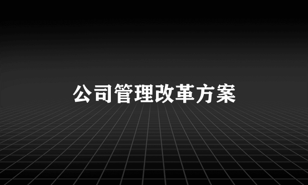 公司管理改革方案