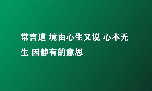 常言道 境由心生又说 心本无生 因静有的意思