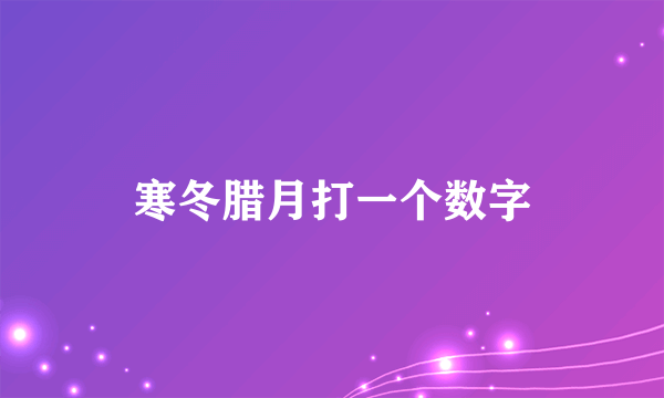 寒冬腊月打一个数字