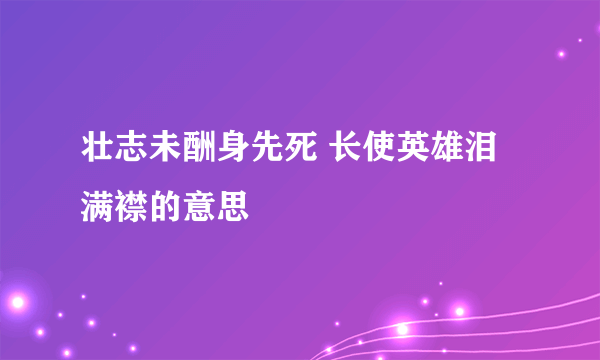 壮志未酬身先死 长使英雄泪满襟的意思