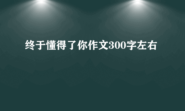 终于懂得了你作文300字左右