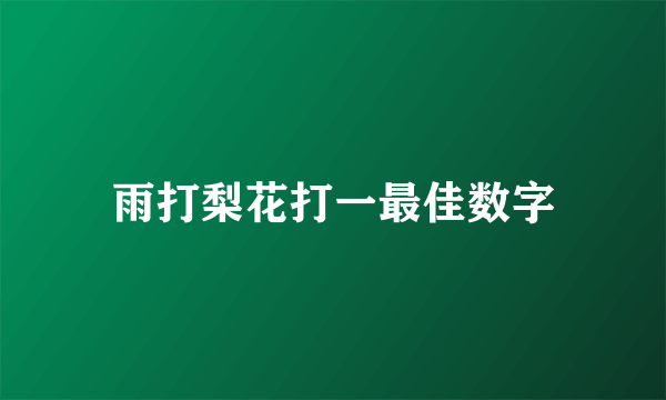 雨打梨花打一最佳数字