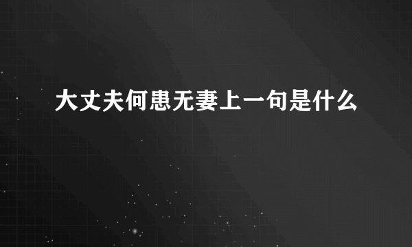 大丈夫何患无妻上一句是什么