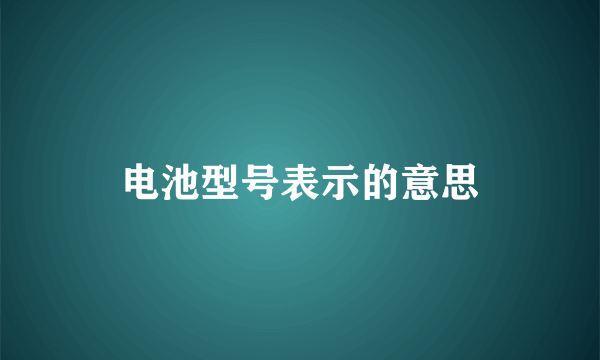 电池型号表示的意思